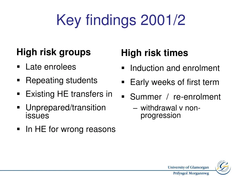 key findings 2001 2