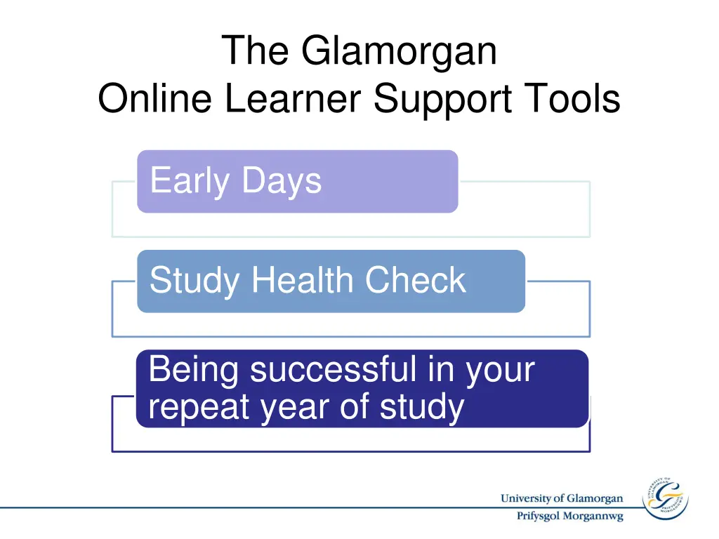 the glamorgan online learner support tools