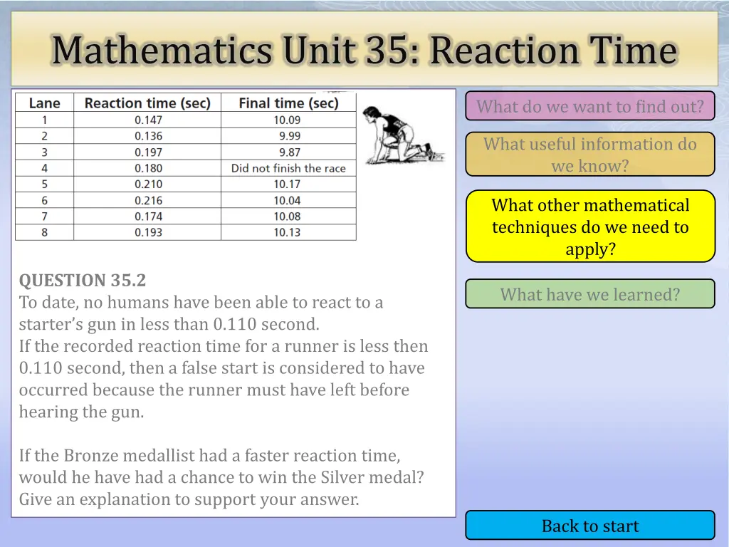 mathematics unit 35 reaction time 8