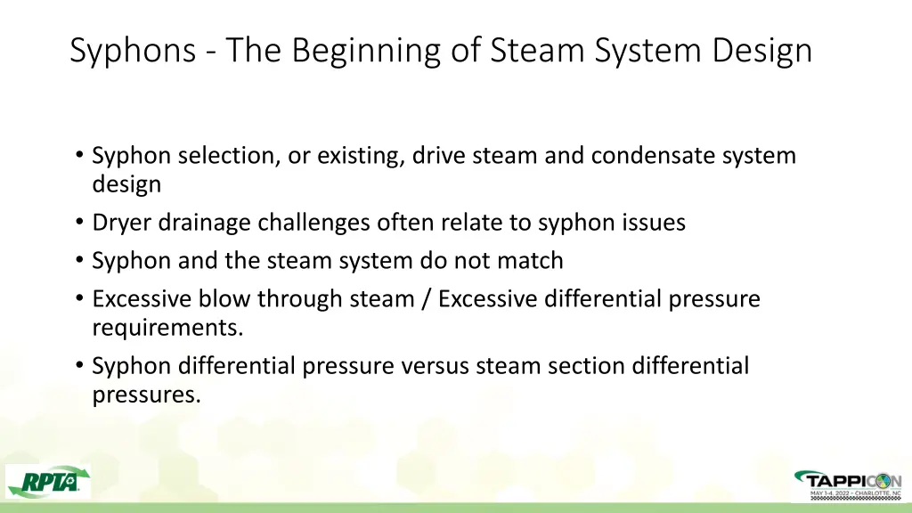 syphons the beginning of steam system design