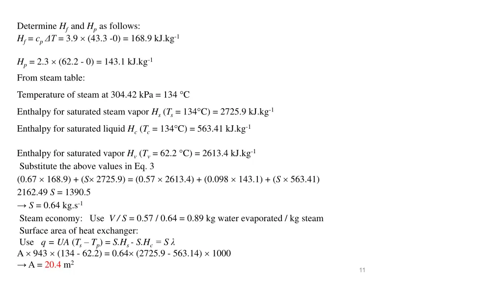 determine h f and h p as follows