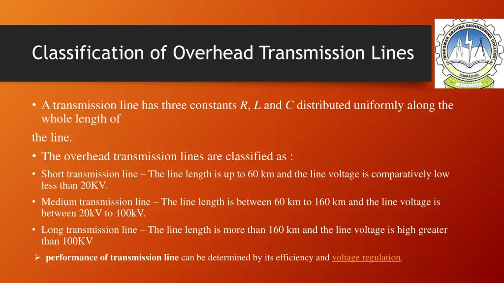 classification of overhead transmission lines