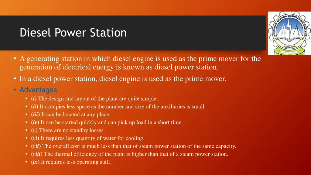 diesel power station