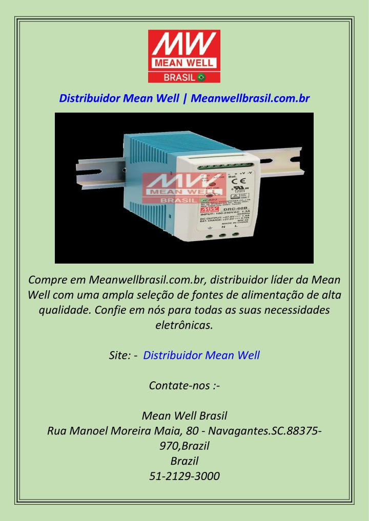 distribuidor mean well meanwellbrasil com br