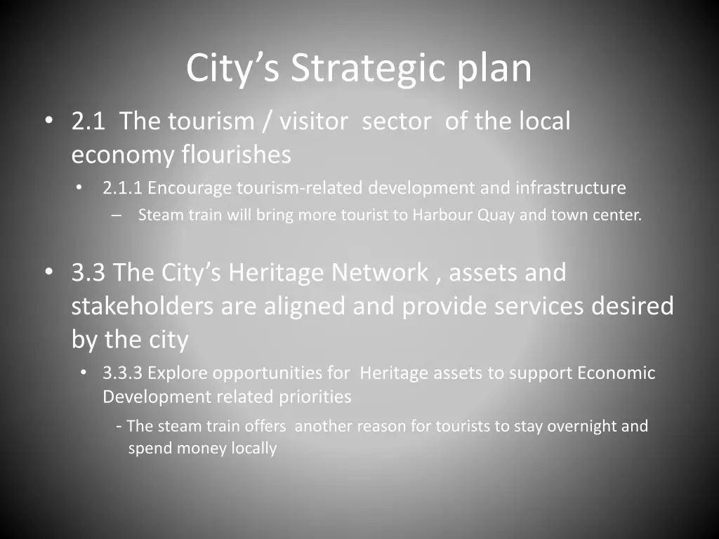 city s strategic plan 2 1 the tourism visitor