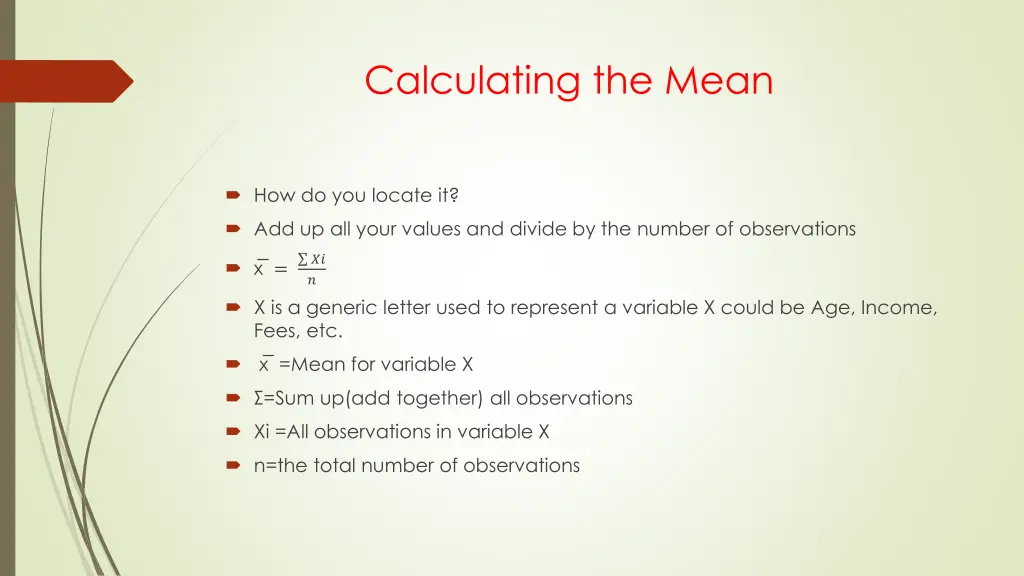 calculating the mean