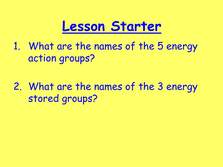 lesson starter 1 what are the names