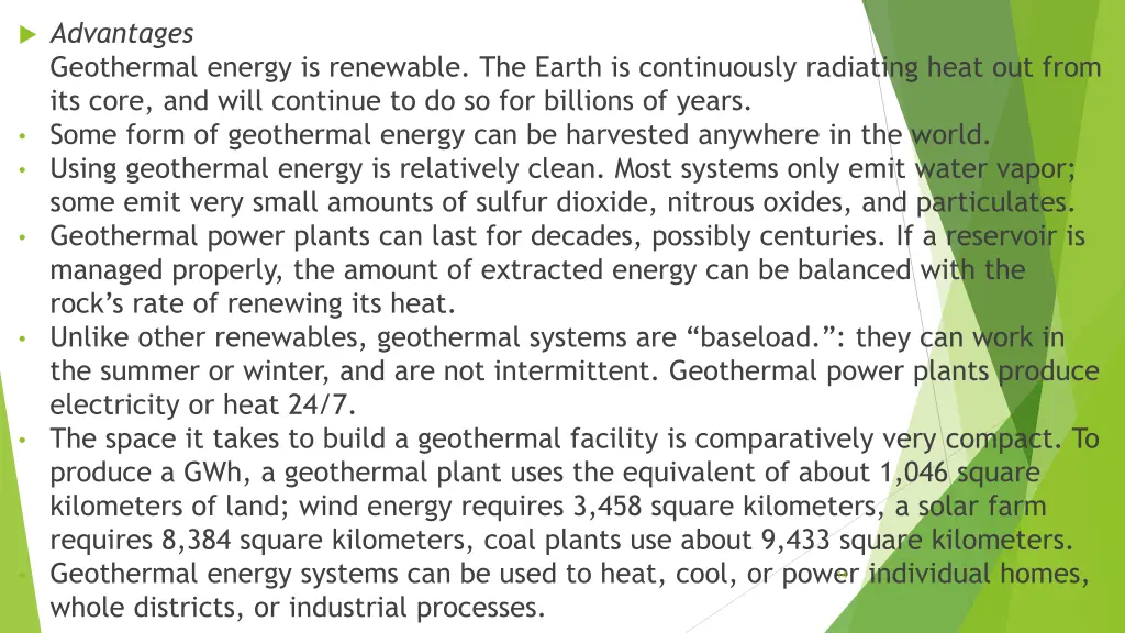 advantages geothermal energy is renewable