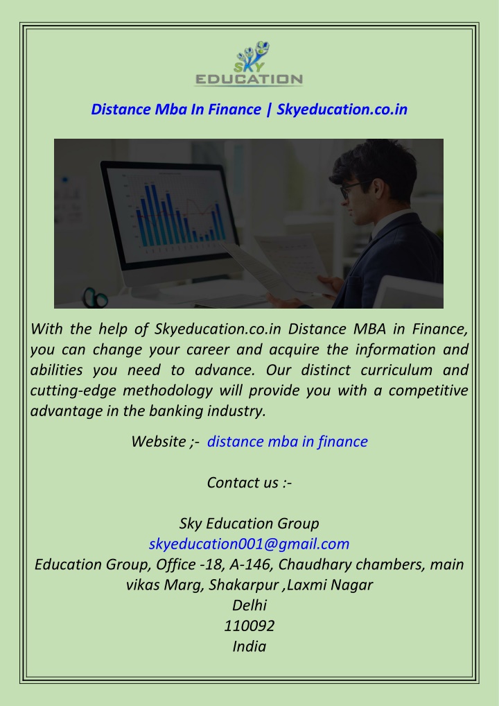 distance mba in finance skyeducation co in