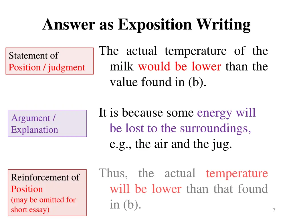 answer as exposition writing