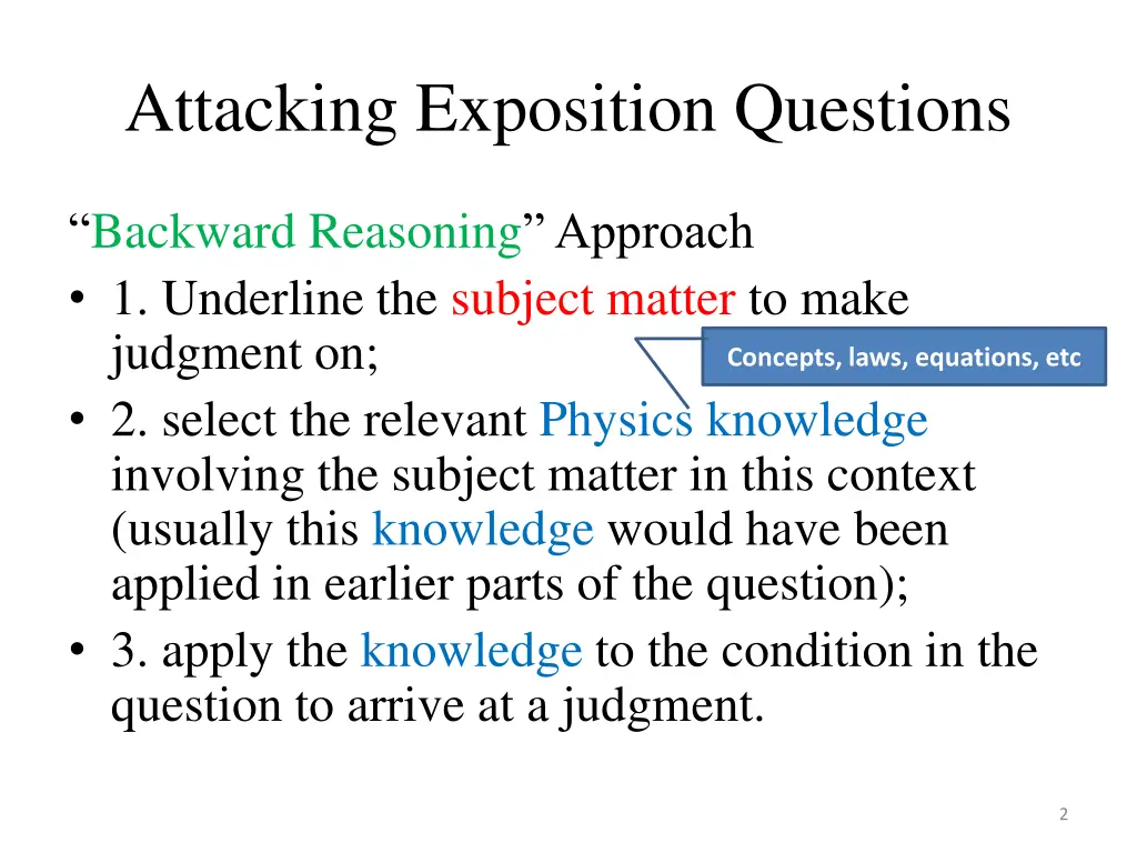 attacking exposition questions