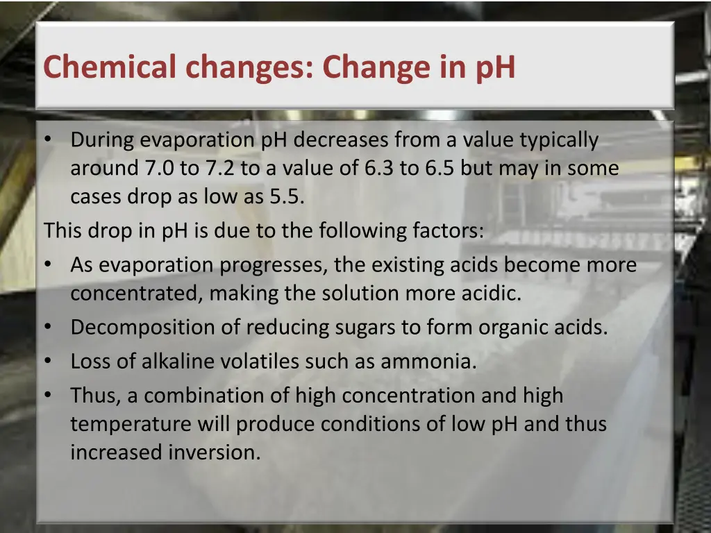 chemical changes change in ph