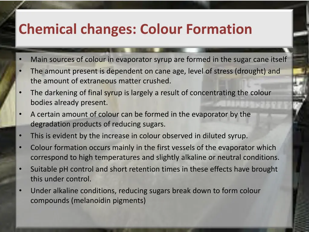 chemical changes colour formation