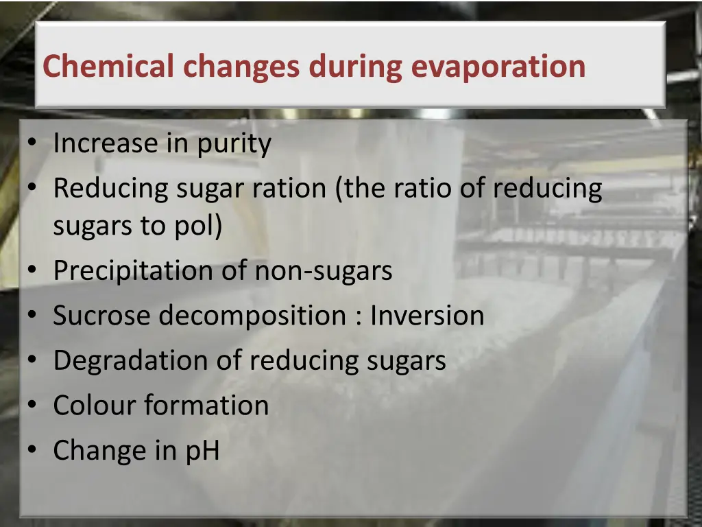 chemical changes during evaporation