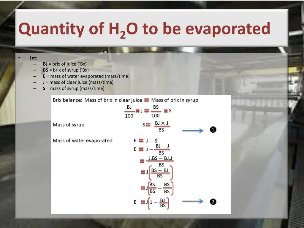 quantity of h 2 o to be evaporated