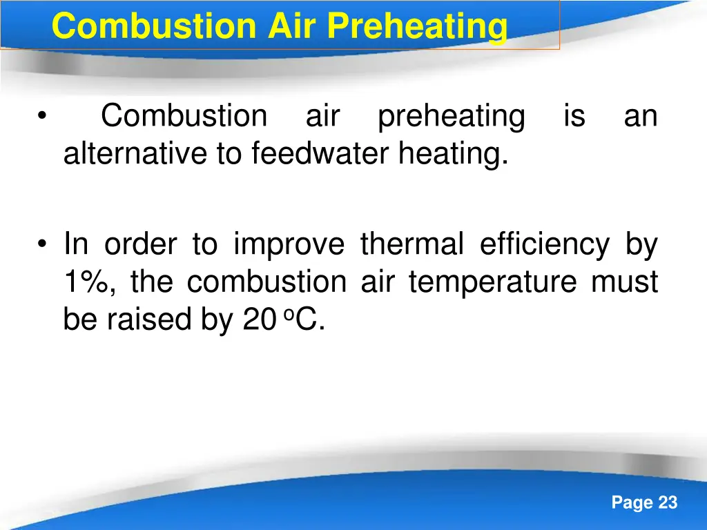 combustion air preheating