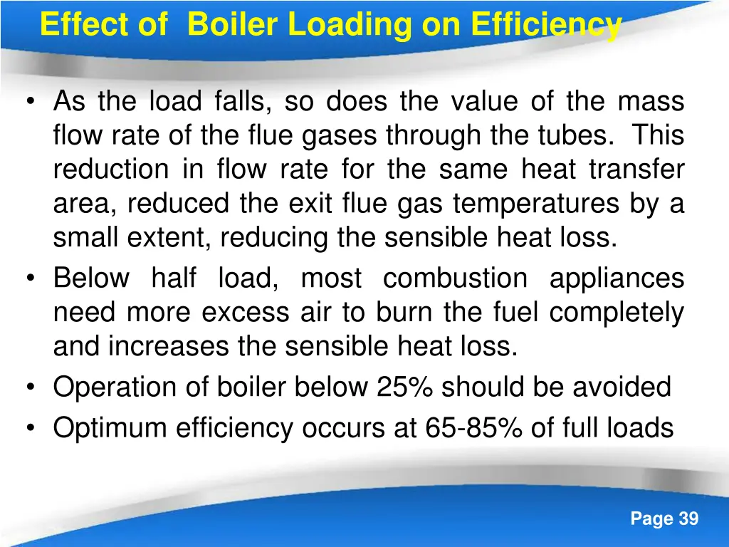 effect of boiler loading on efficiency