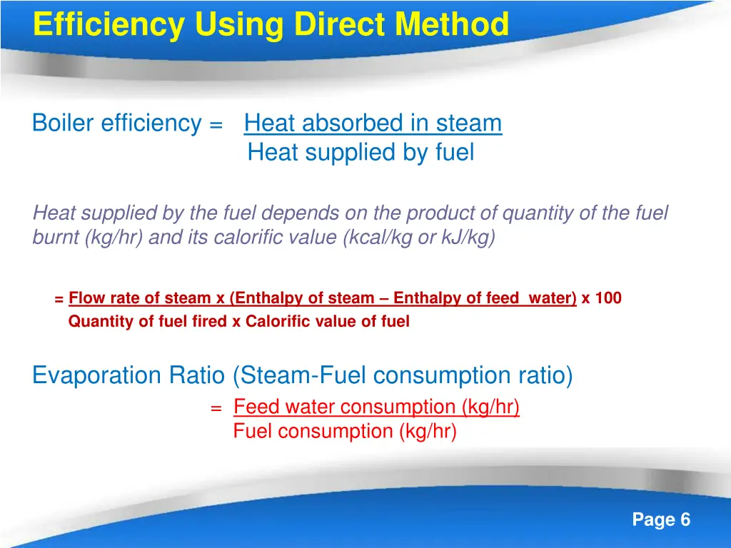 efficiency using direct method