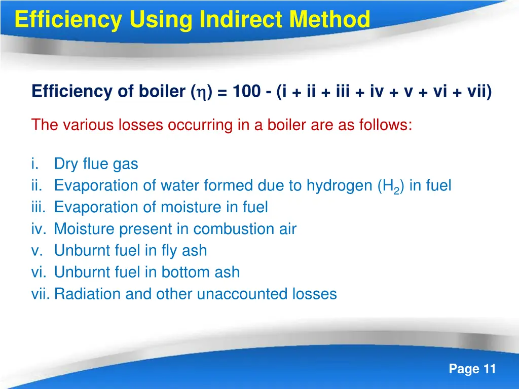 efficiency using indirect method 1