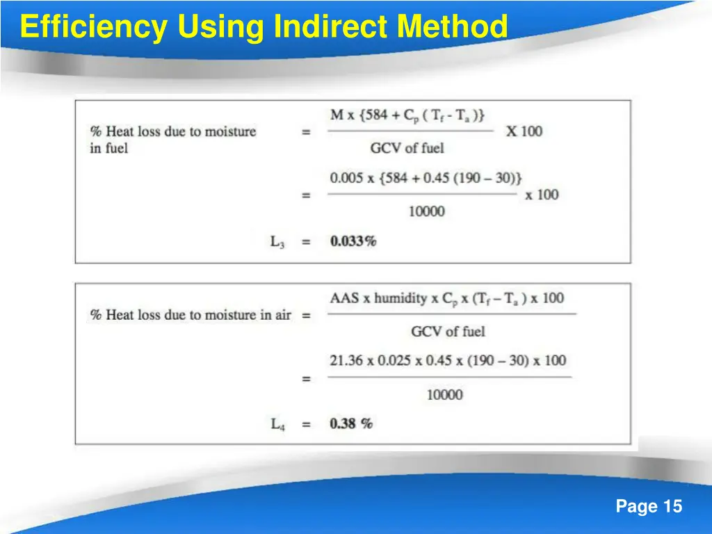 efficiency using indirect method 5