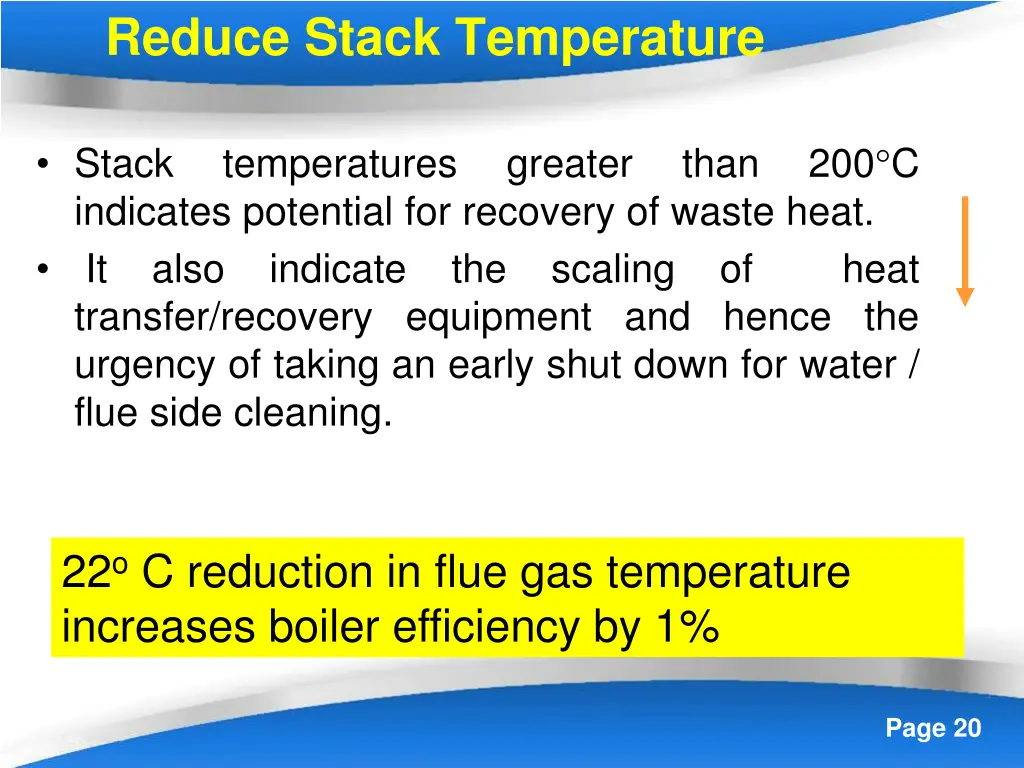 reduce stack temperature