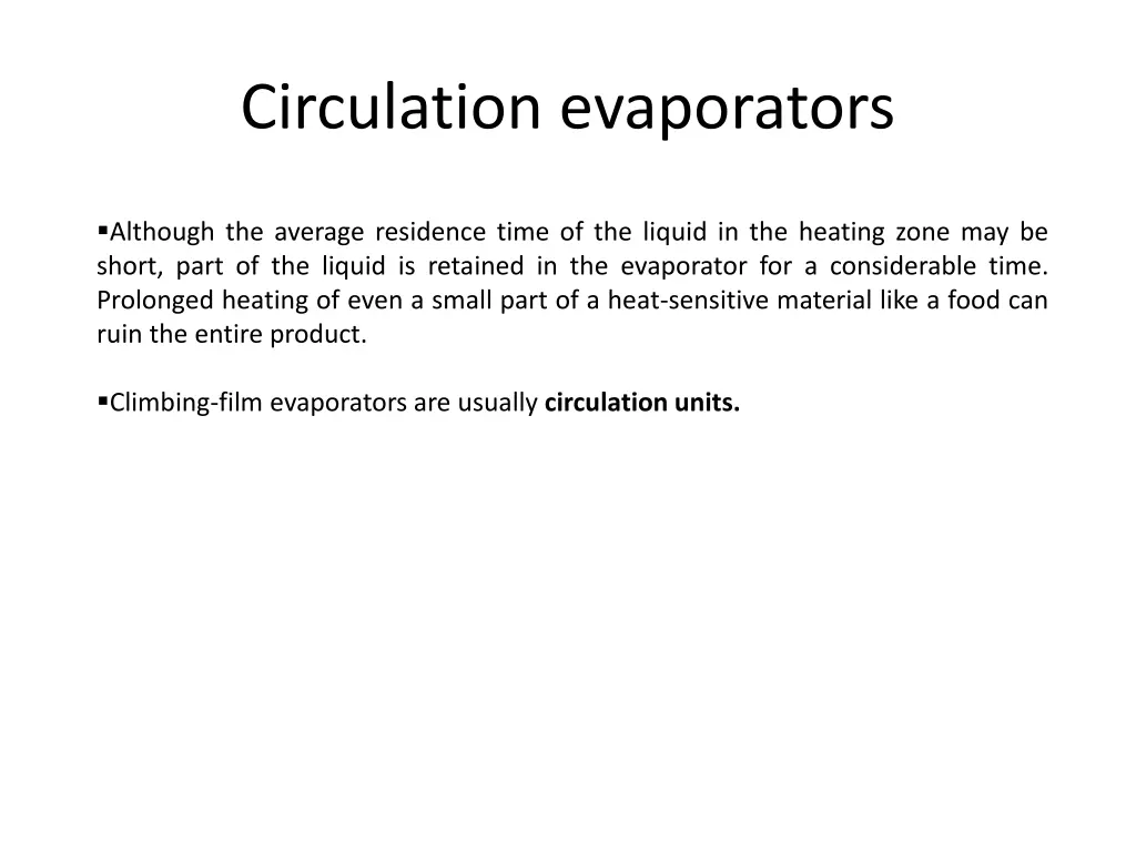 circulation evaporators