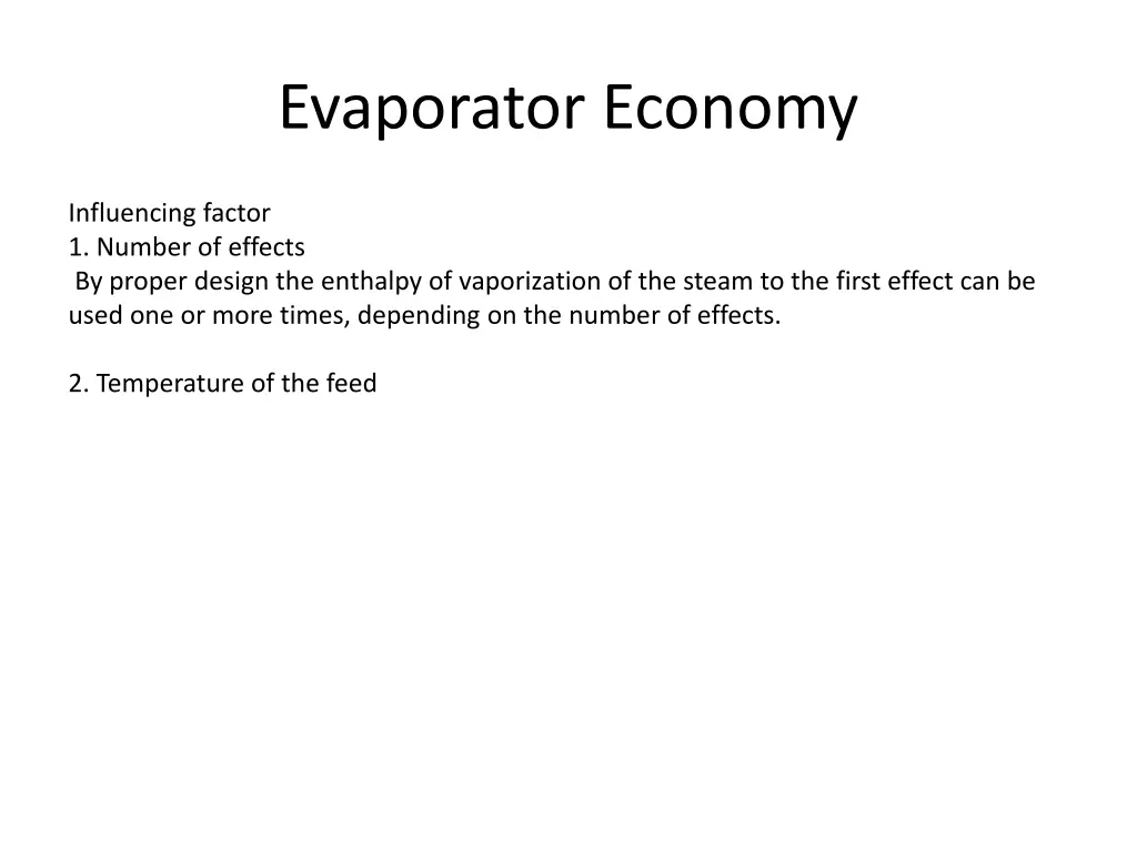 evaporator economy