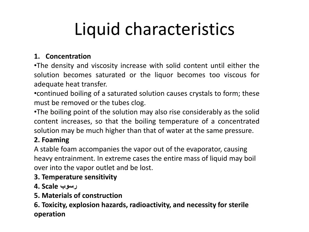 liquid characteristics