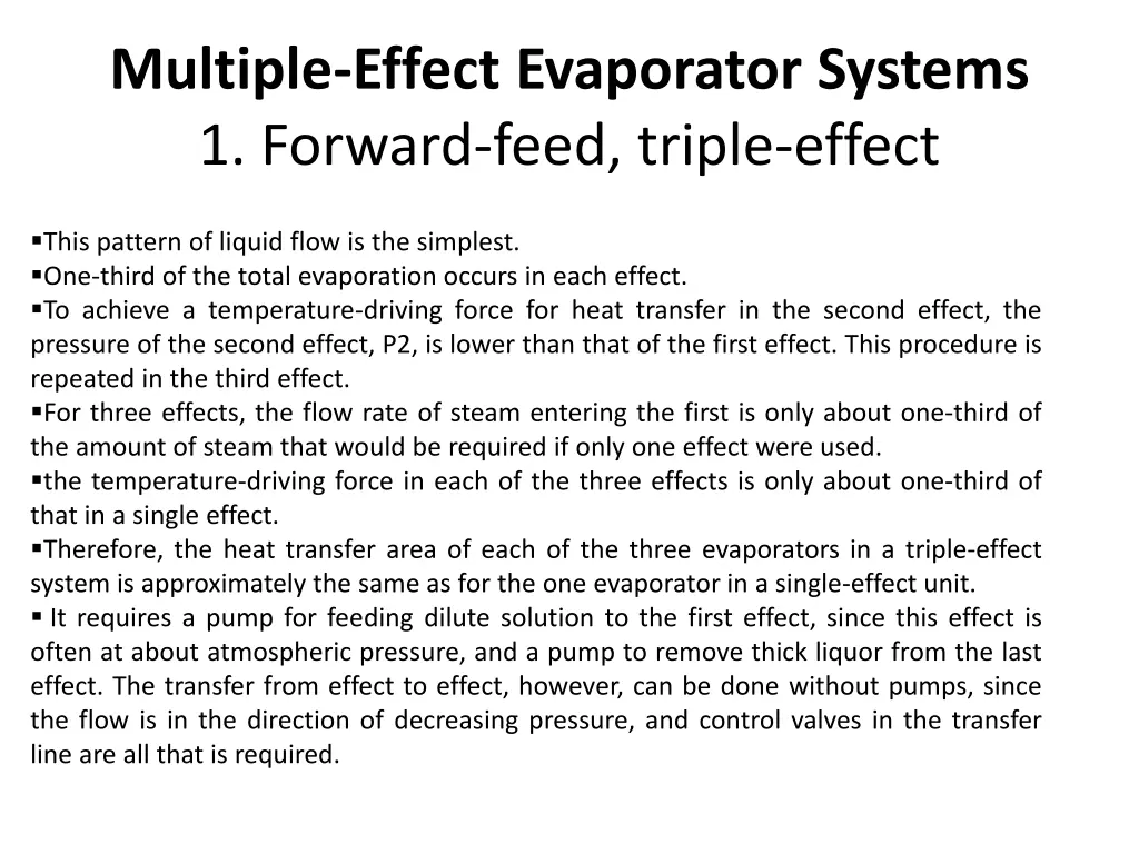 multiple effect evaporator systems 1 forward feed 1