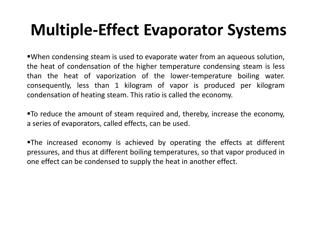 multiple effect evaporator systems