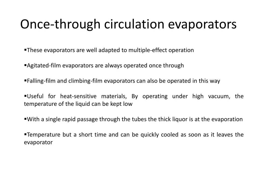 once through circulation evaporators