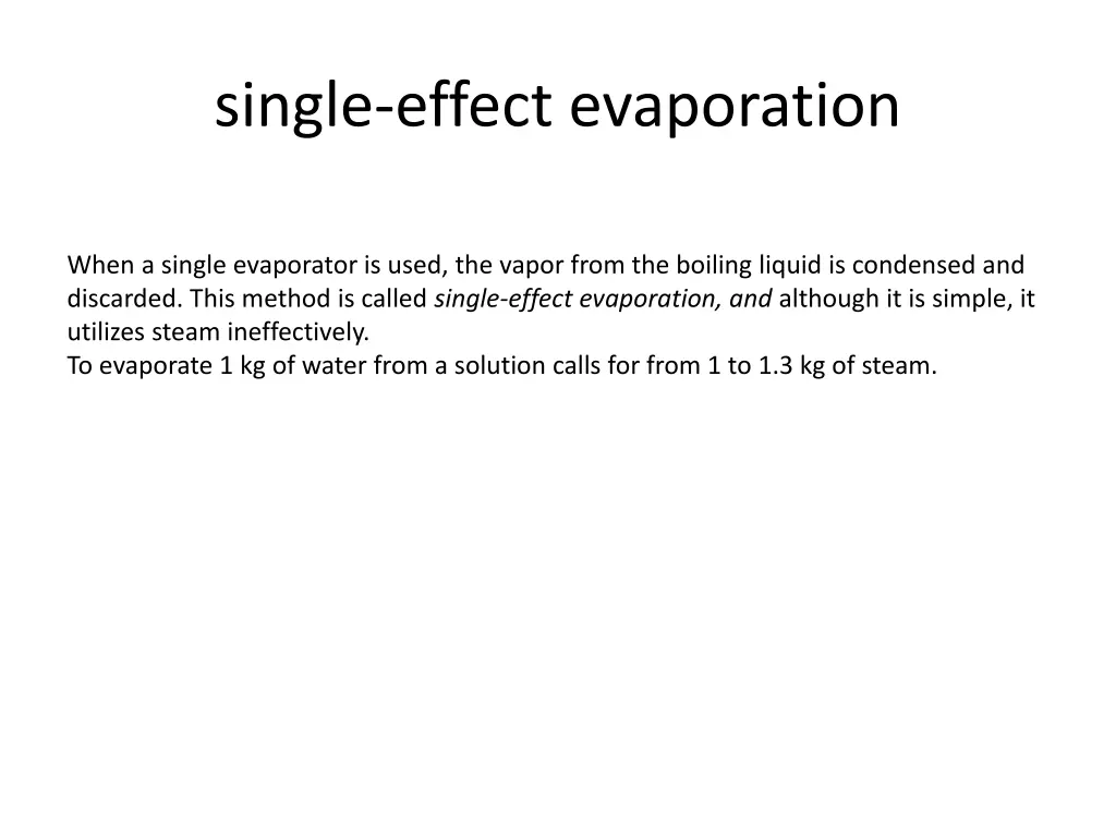 single effect evaporation