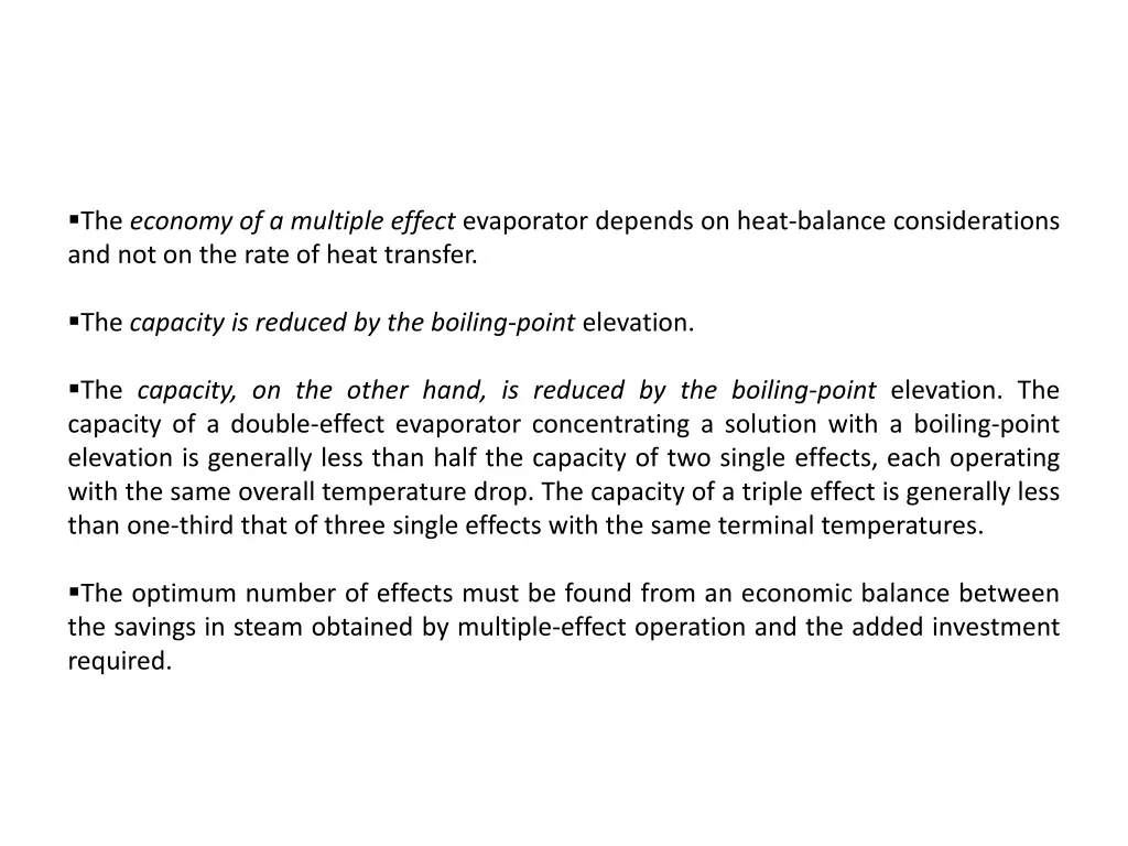 the economy of a multiple effect evaporator