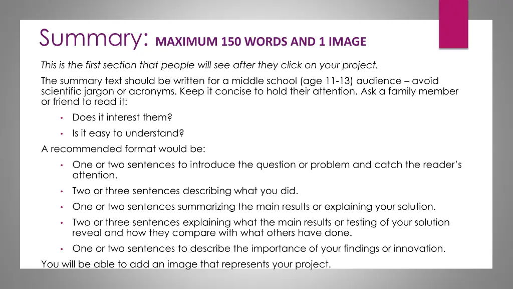 summary maximum 150 words and 1 image