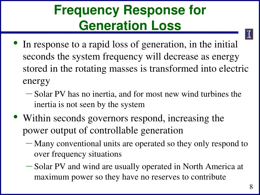 frequency response for generation loss