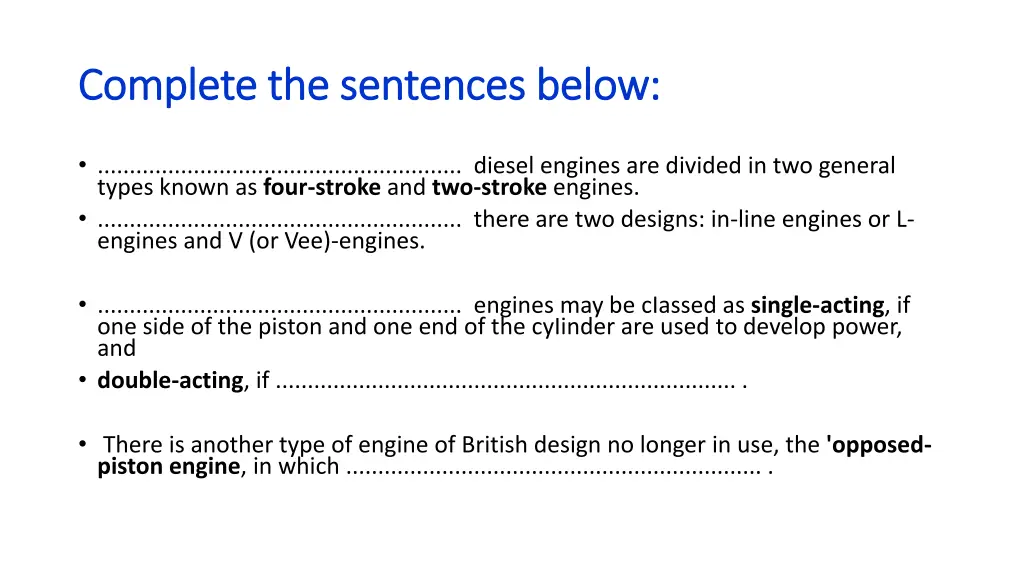 complete the sentences below complete 2