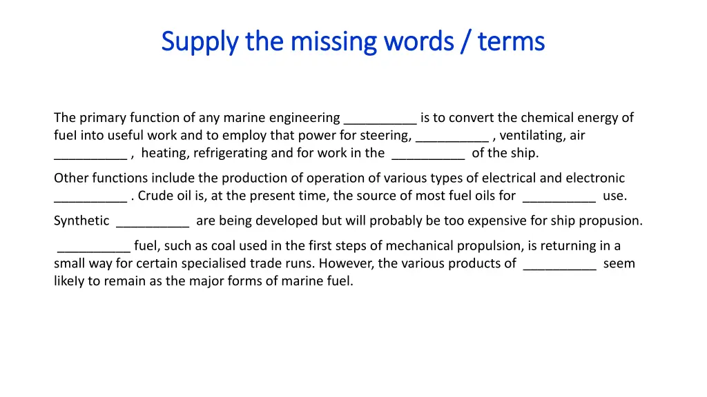 supply the missing words terms supply the missing