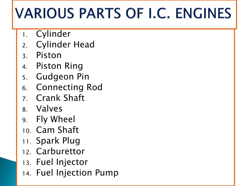 cylinder cylinder head piston piston ring gudgeon