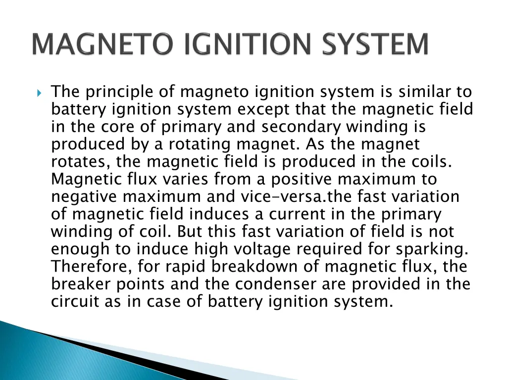 the principle of magneto ignition system