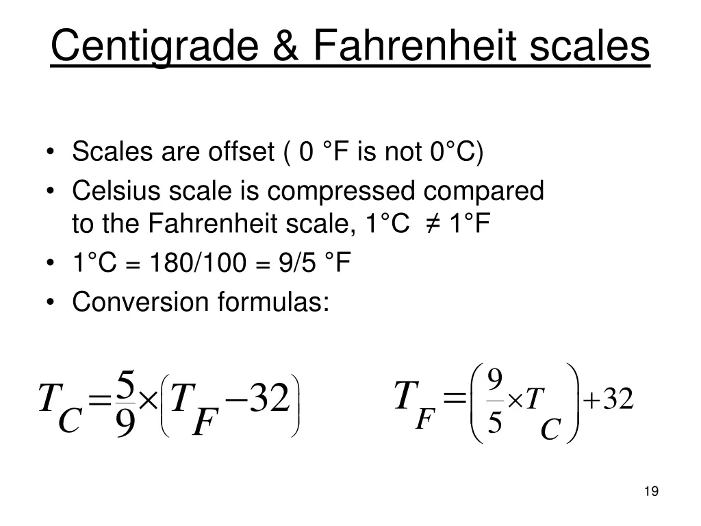 centigrade fahrenheit scales