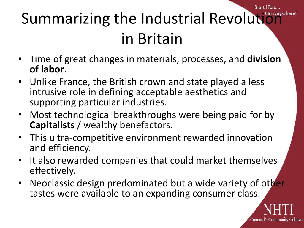 summarizing the industrial revolution in britain