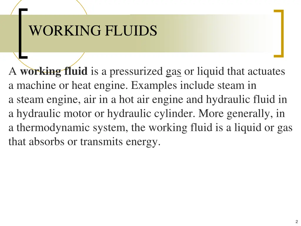 working fluids