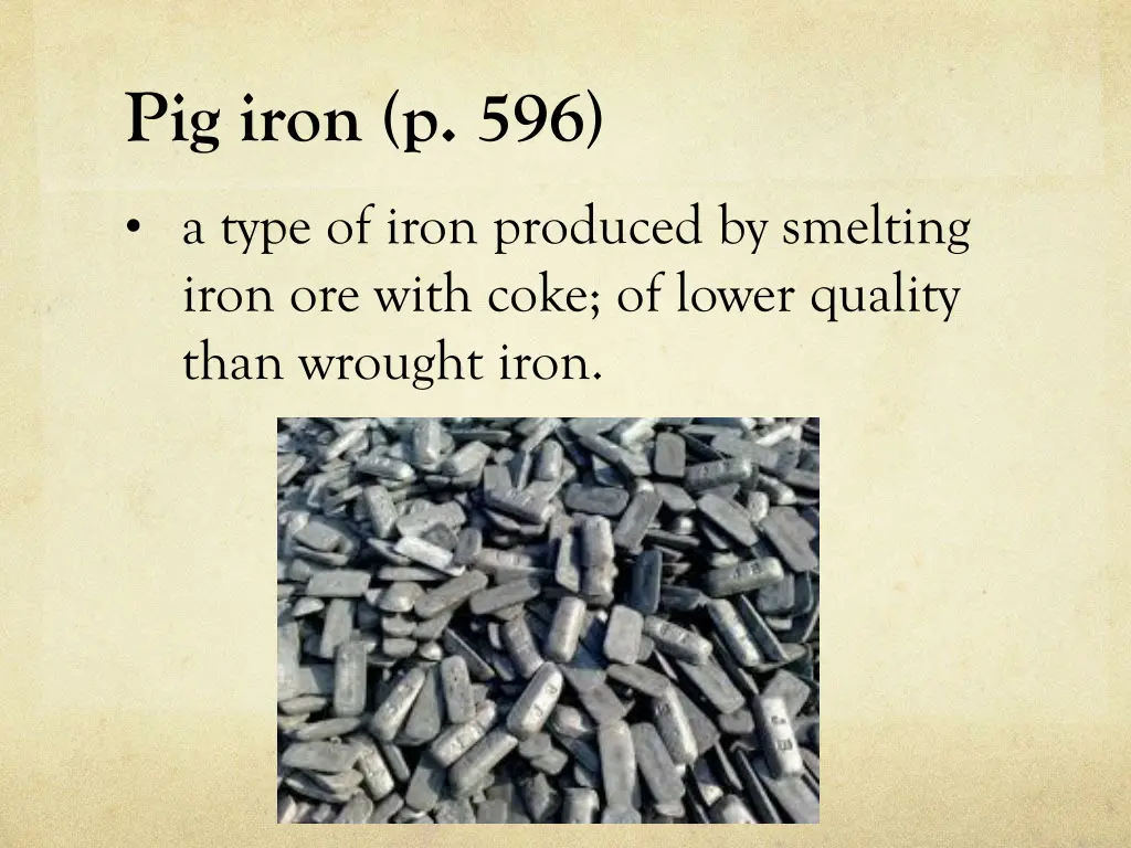 pig iron p 596