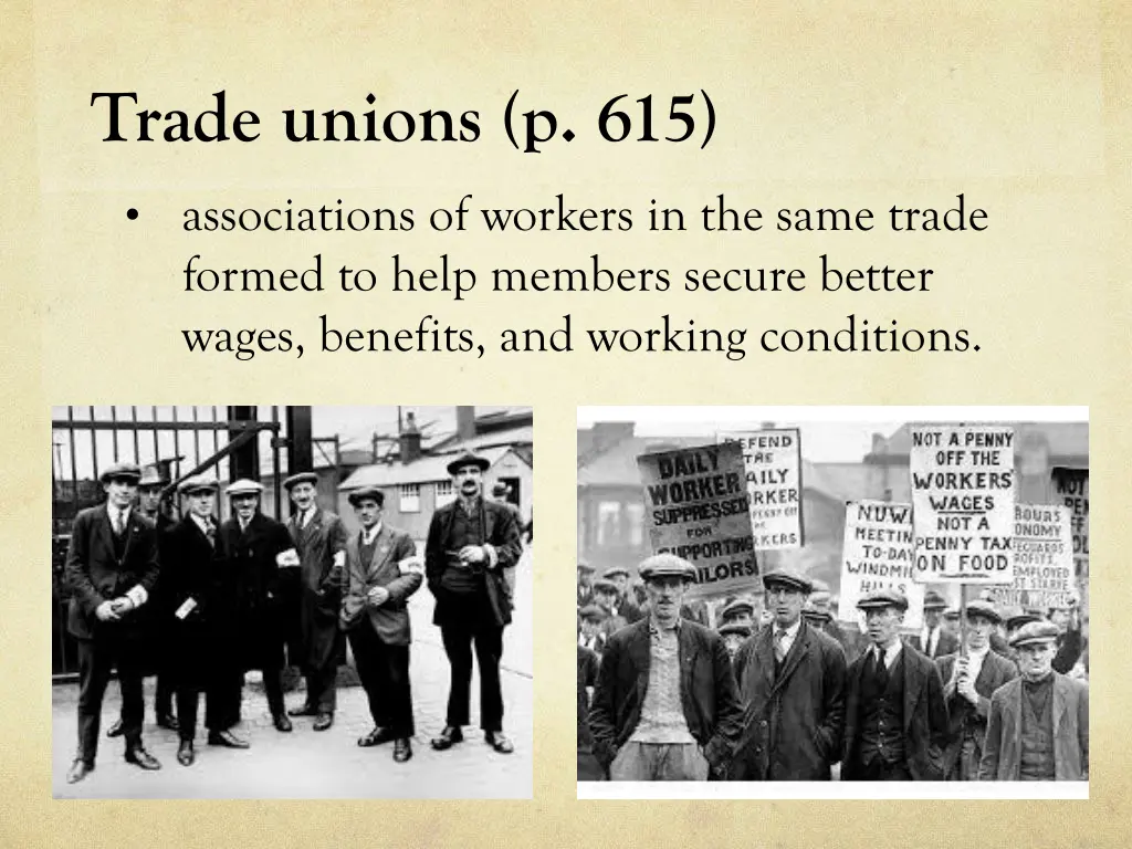 trade unions p 615