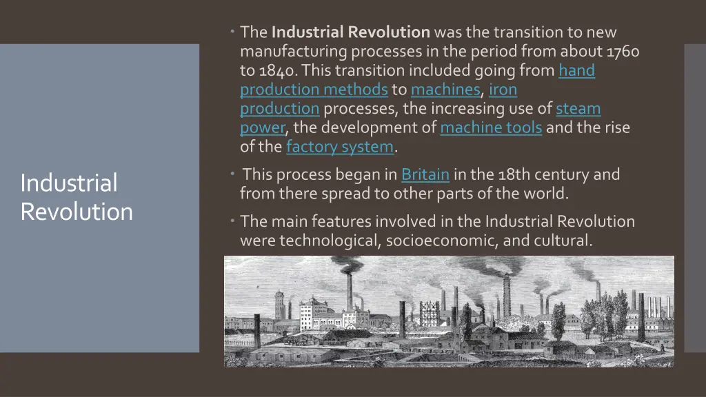 the industrial revolution was the transition