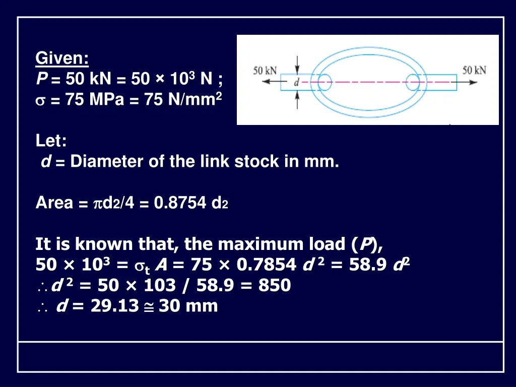 given p 50 kn 50 10 3 n 75 mpa 75 n mm 2