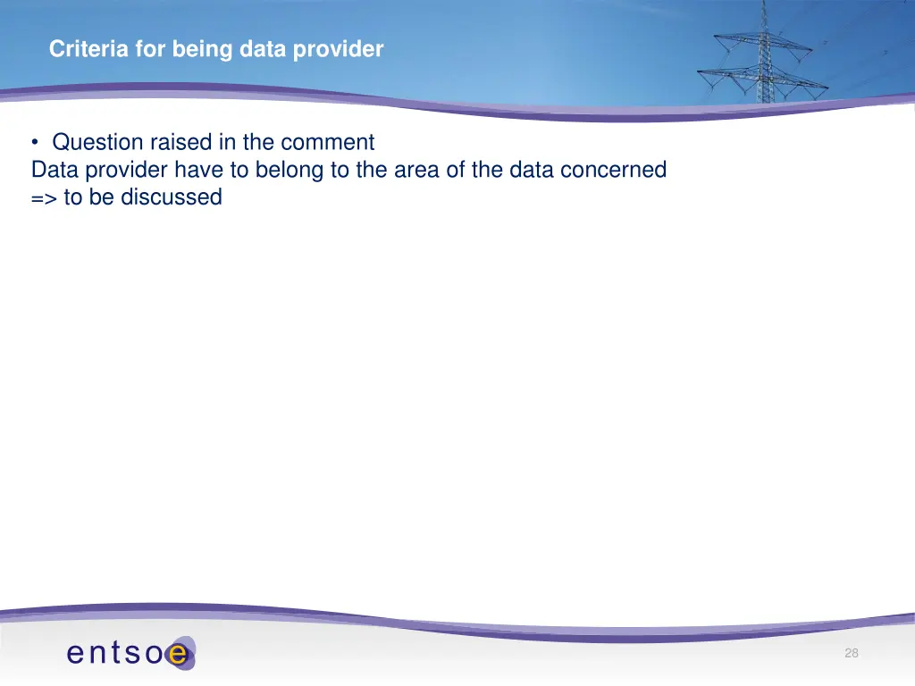 criteria for being data provider