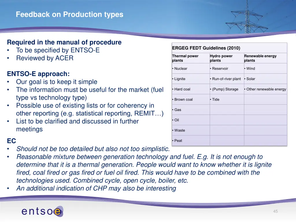 feedback on production types