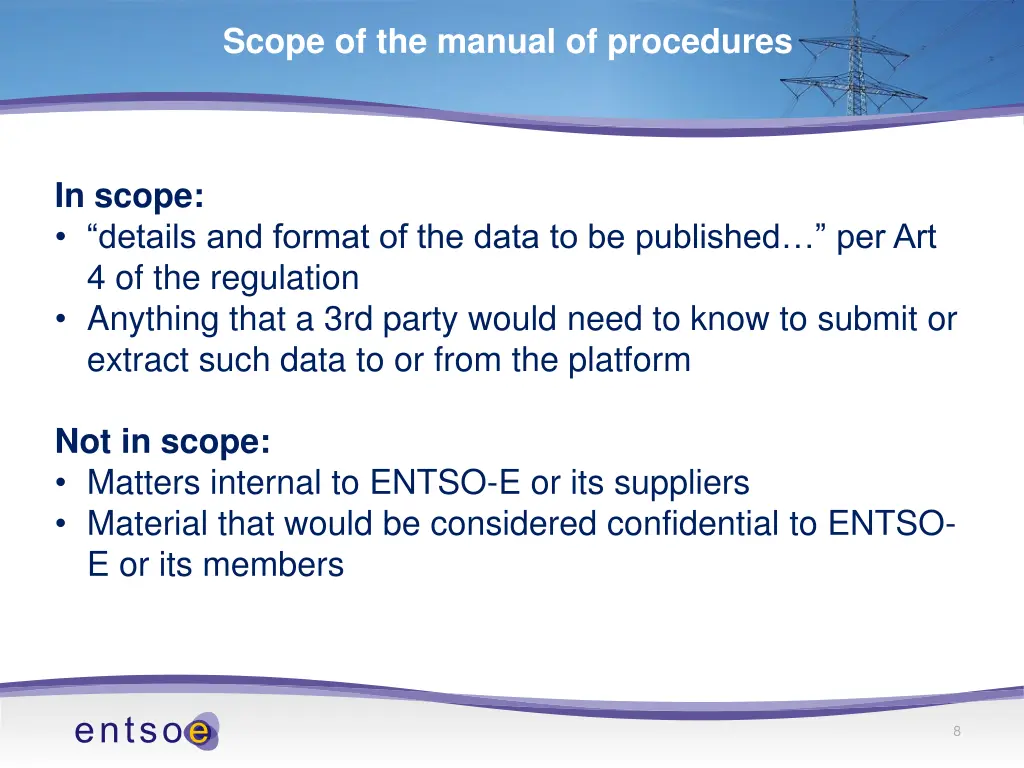 scope of the manual of procedures