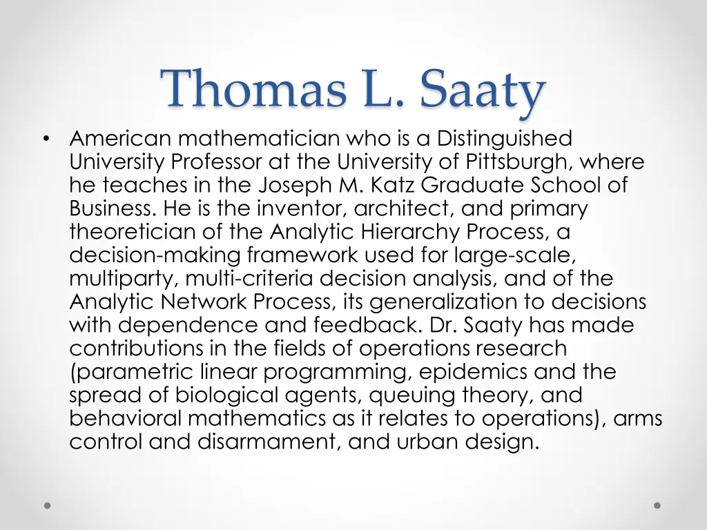 thomas l saaty american mathematician